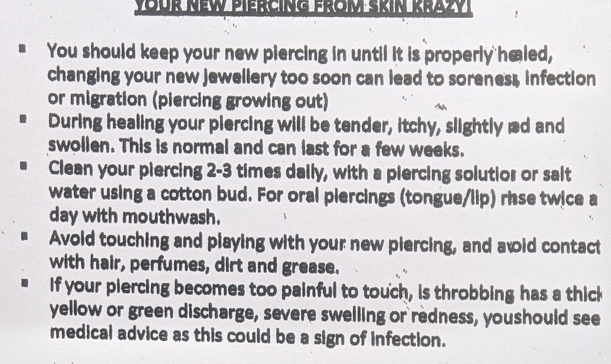 Piercing Care