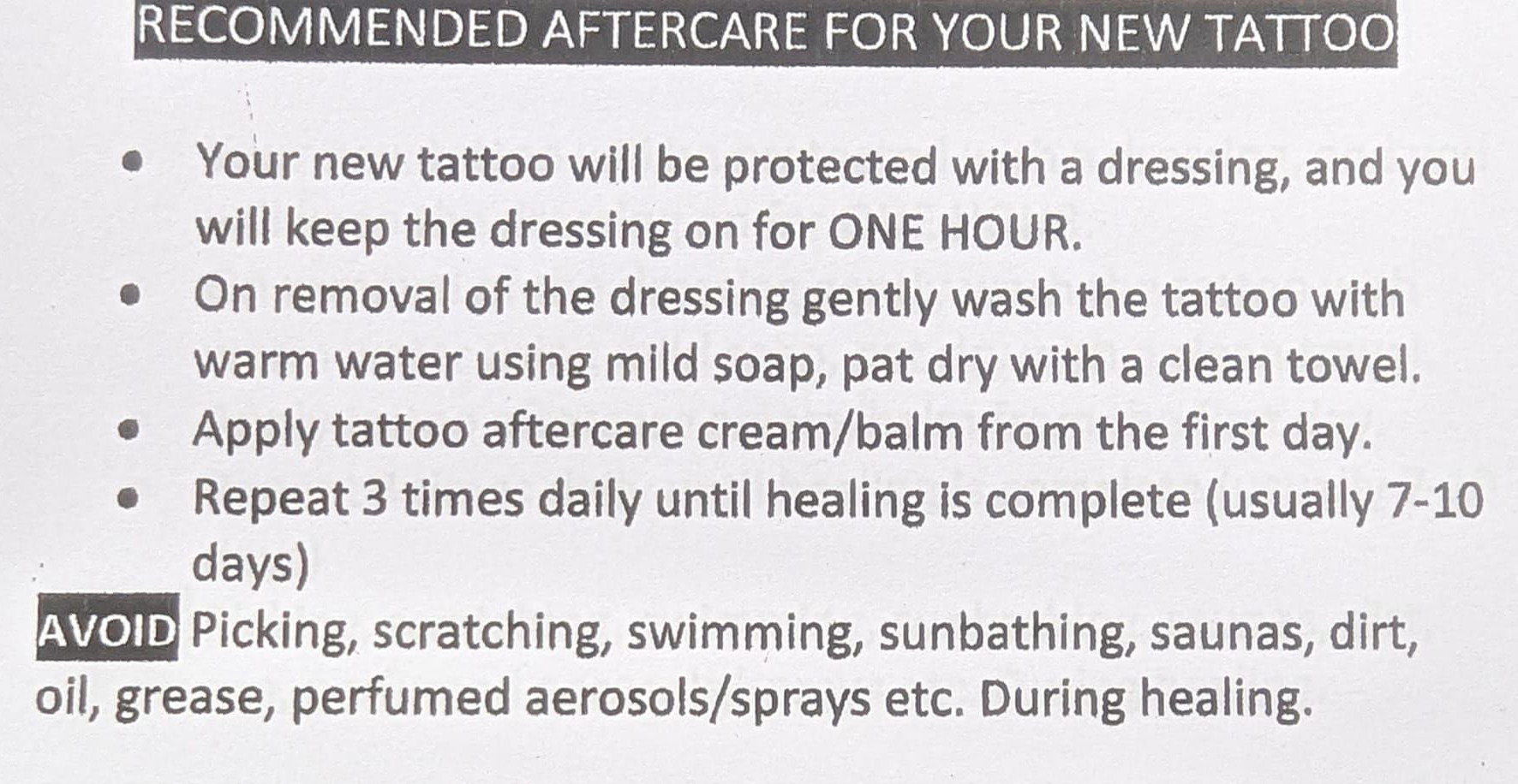 tattoo care